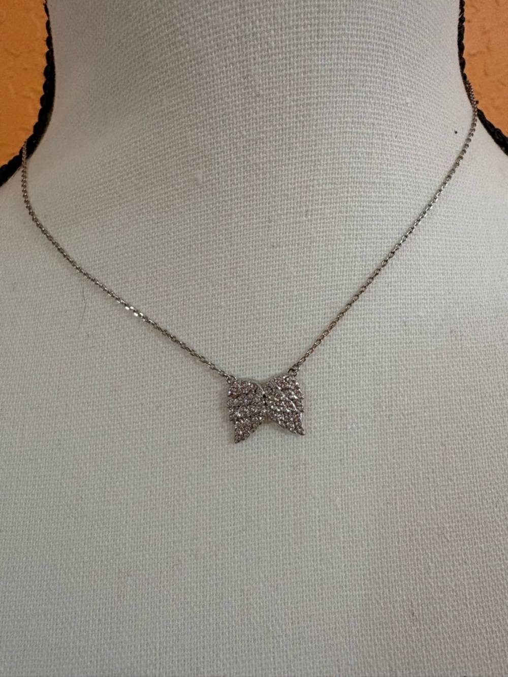 Sparkling Silver angel Wing Pendant Necklace